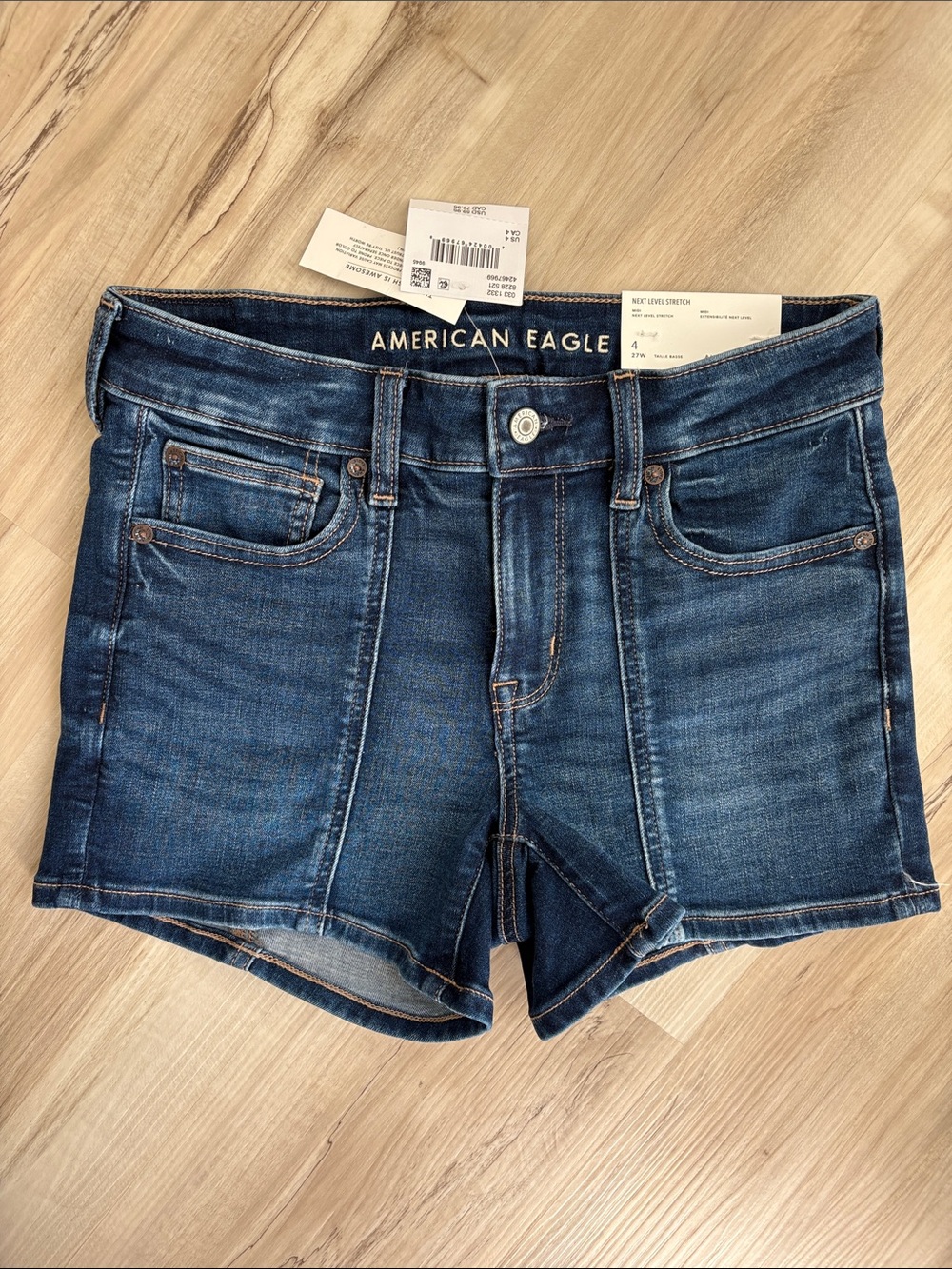 American Eagle Outfitters Dark Blue Denim High-Rise Jean Shorts